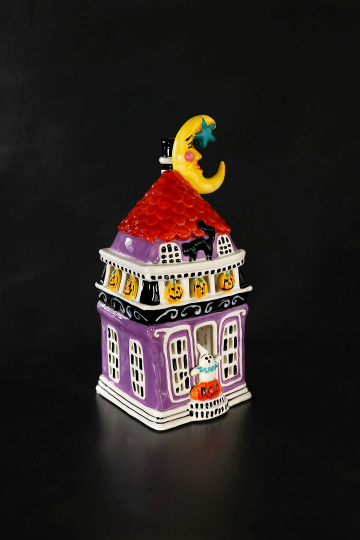Folk Art Halloween Mansion Candle House