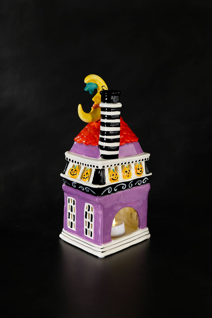 Folk Art Halloween Mansion Candle House
