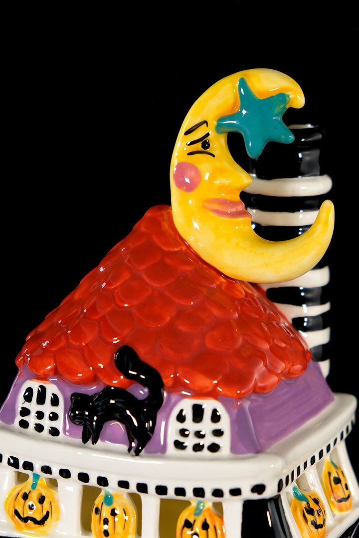 Folk Art Halloween Mansion Candle House