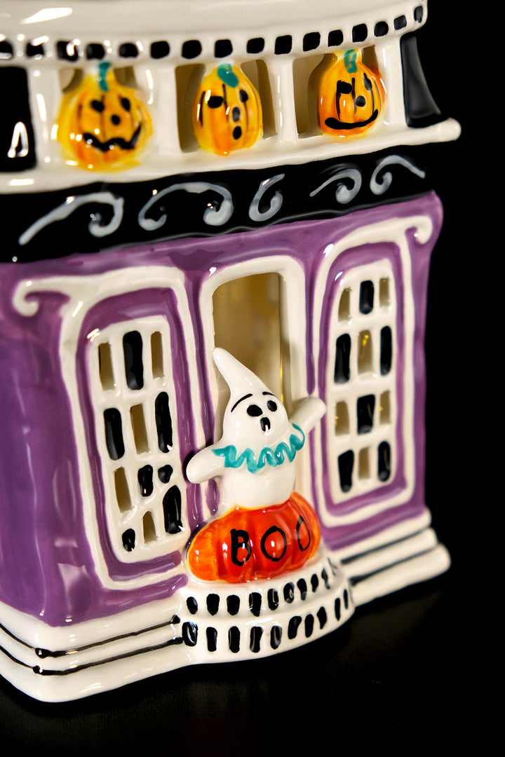 Folk Art Halloween Mansion Candle House