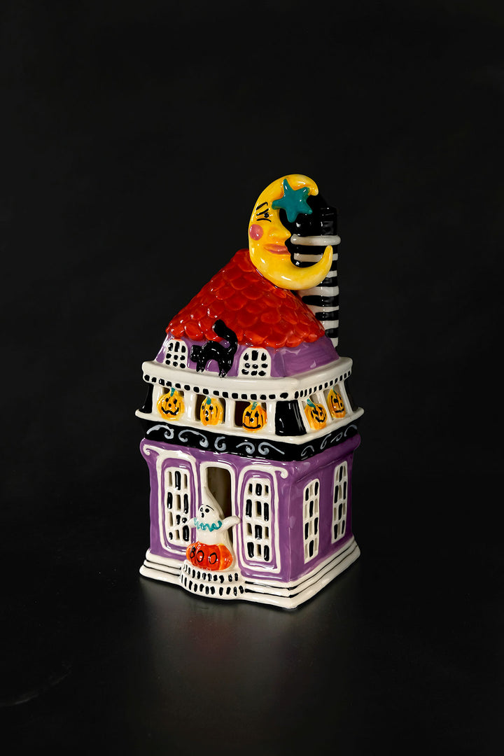 Folk Art Halloween Mansion Candle House