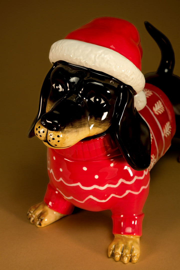Holiday Dachshund Cookie Jar