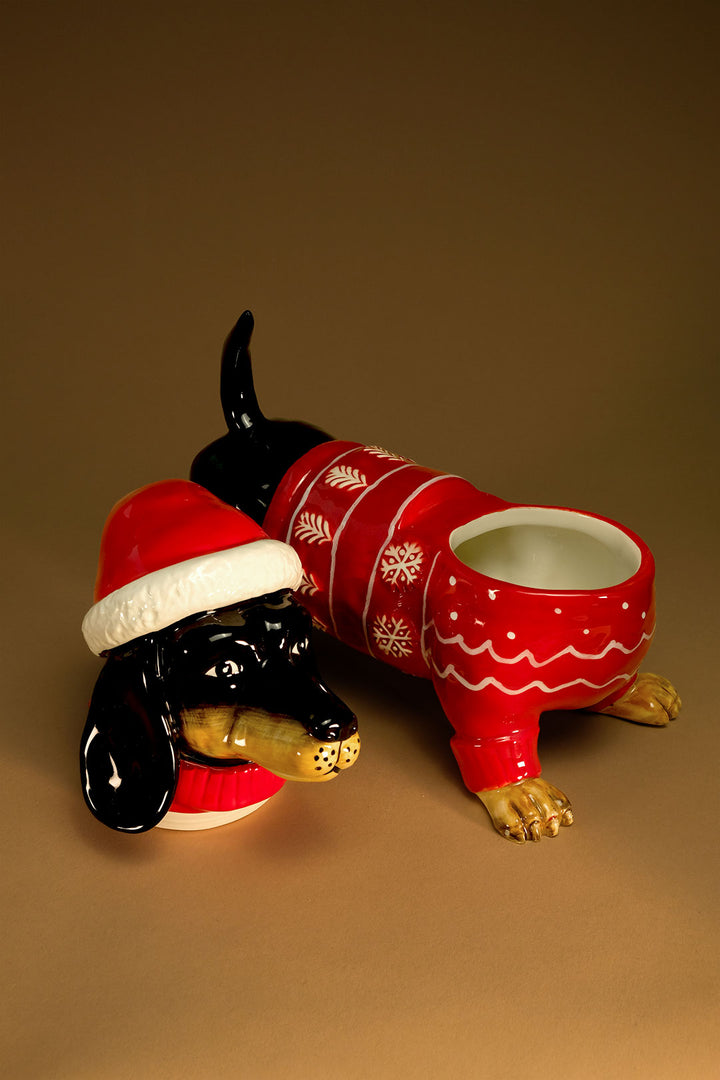 Holiday Dachshund Cookie Jar