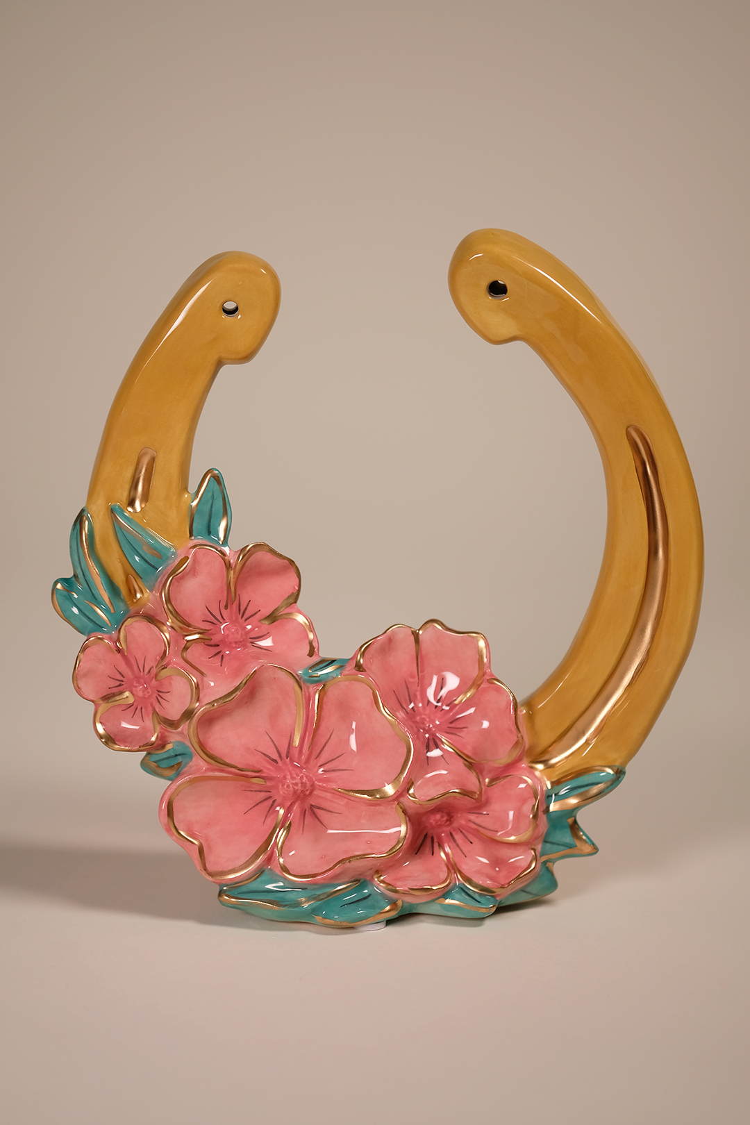 Pink Poppy with Jade Horseshoe Tealight Holder