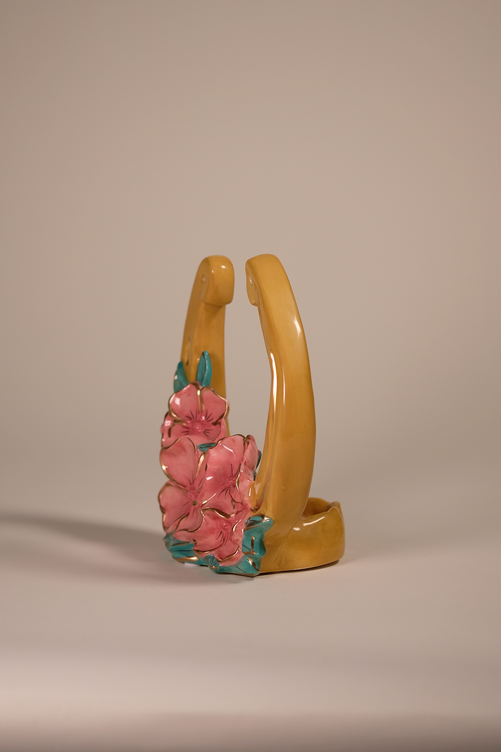 Pink Poppy with Jade Horseshoe Tealight Holder