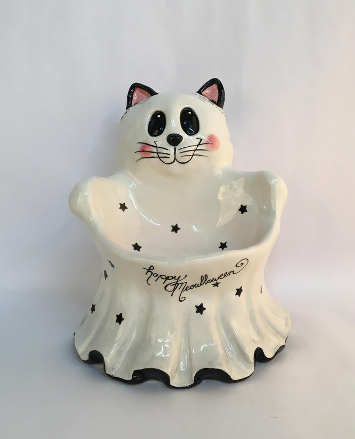 Cat Ghost Pedestal Bowl