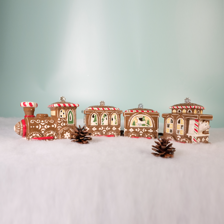 Woodland Gingerbread Train Candle House