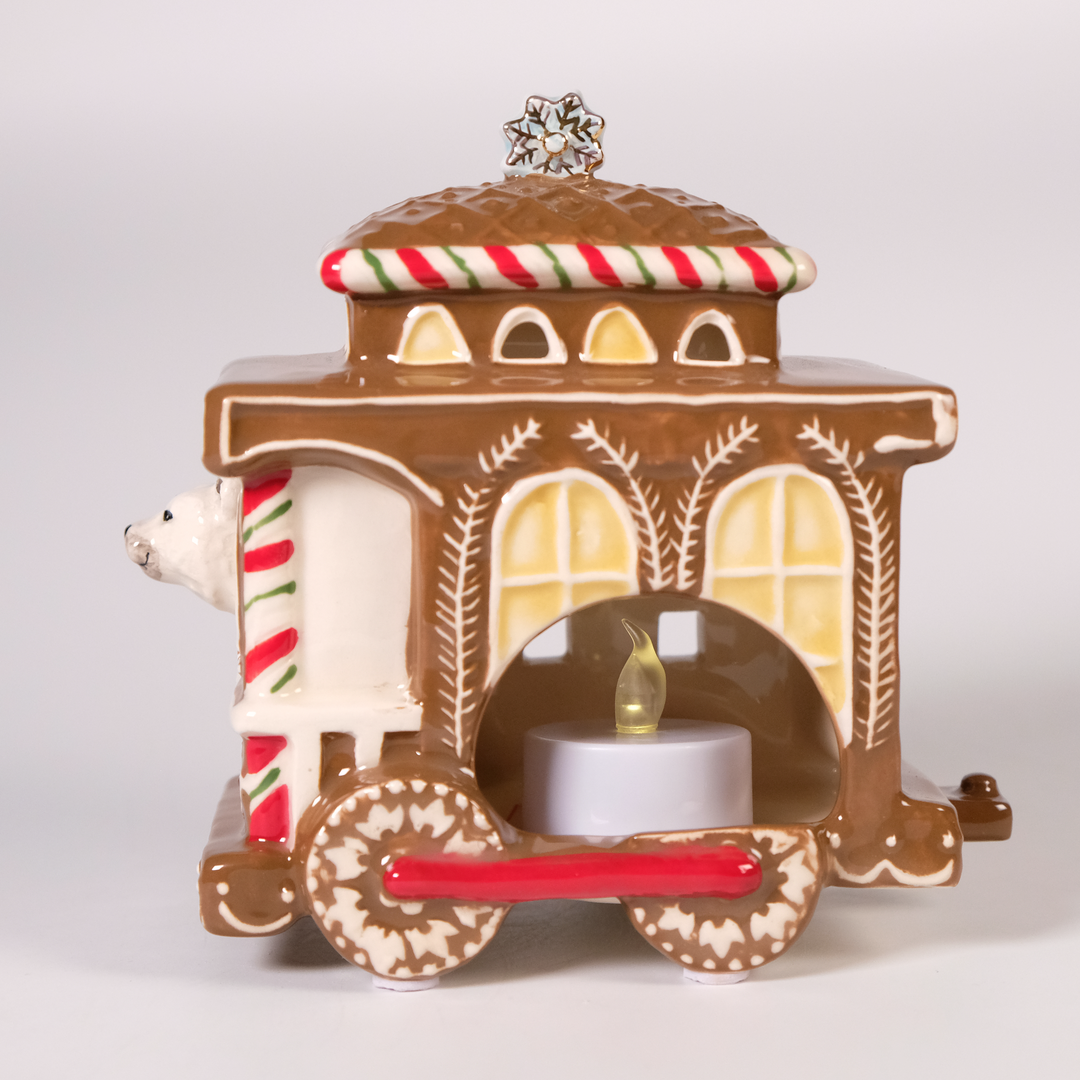 Woodland Gingerbread Train Candle House