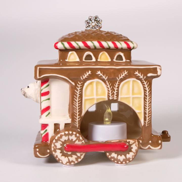 Woodland Gingerbread Train Candle House