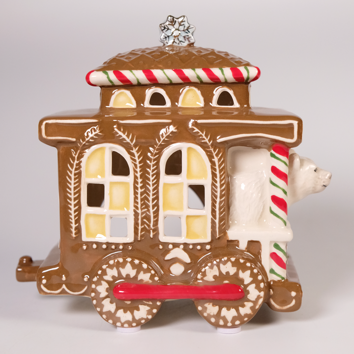 Woodland Gingerbread Train Candle House