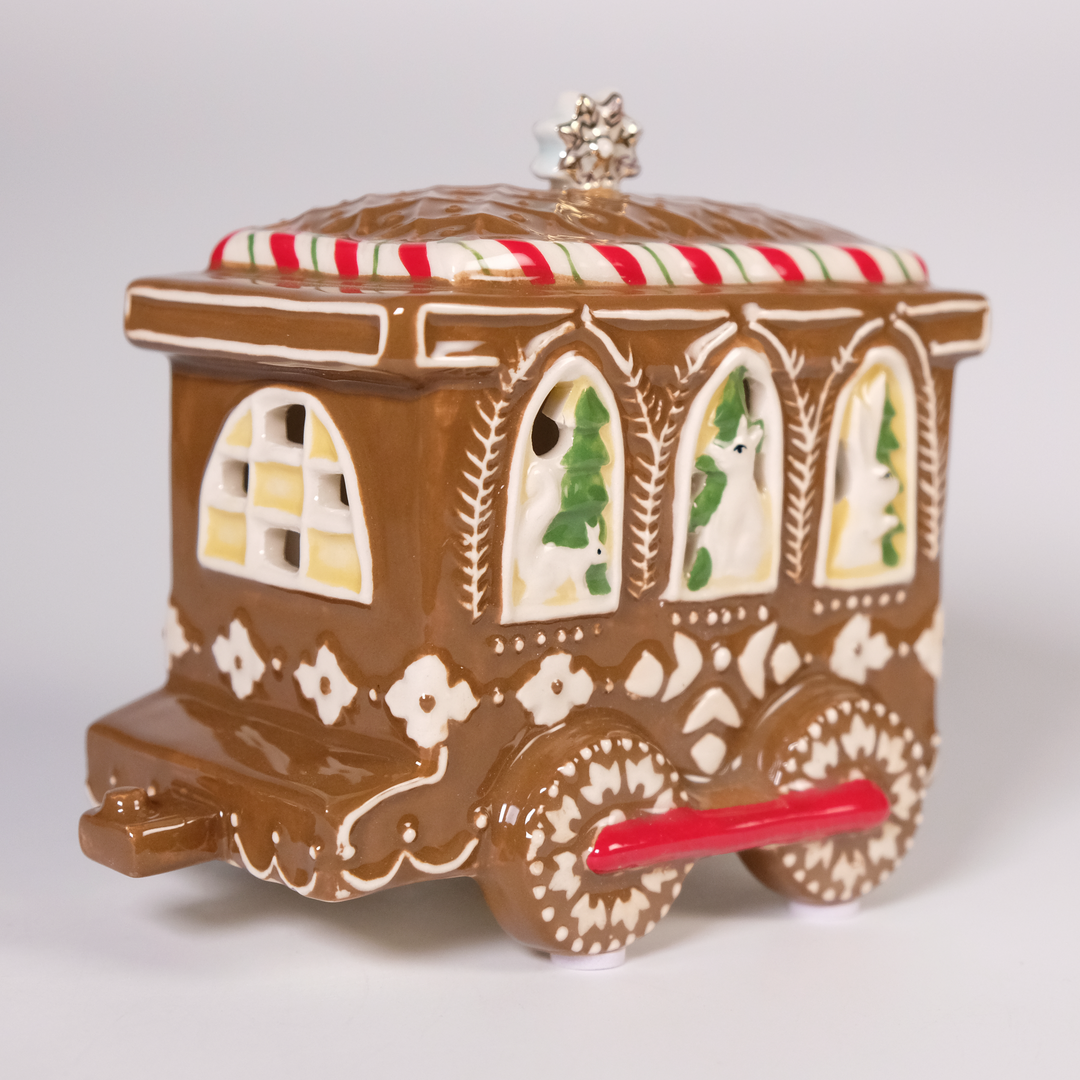 Woodland Gingerbread Train Candle House