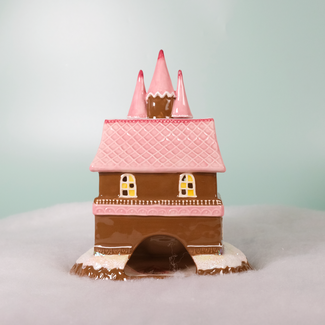 Gingerbread Pink Castle Candle House