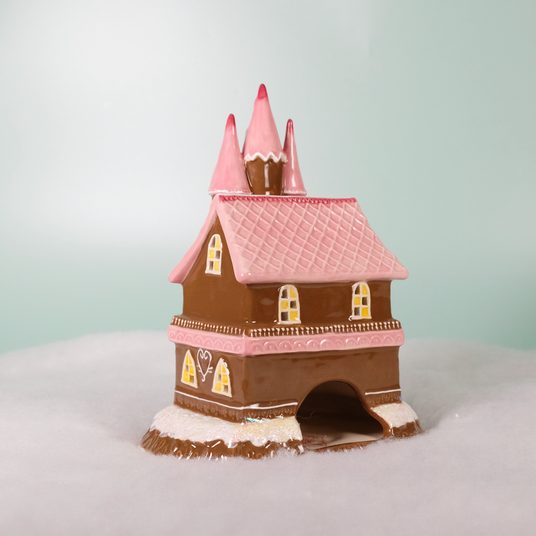 Gingerbread Pink Castle Candle House