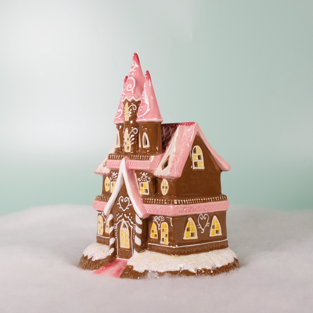 Gingerbread Pink Castle Candle House