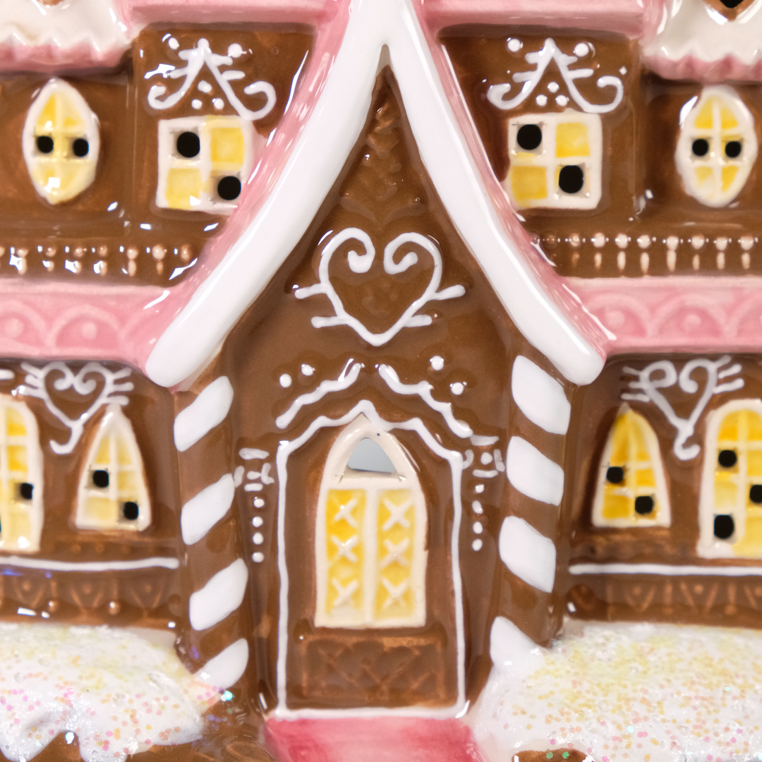 Gingerbread Pink Castle Candle House