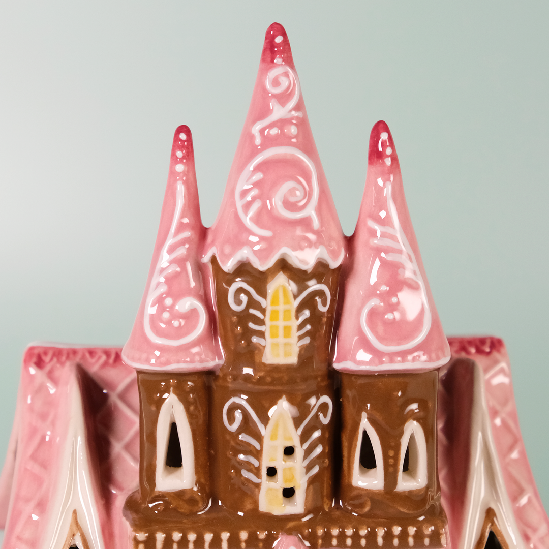 Gingerbread Pink Castle Candle House