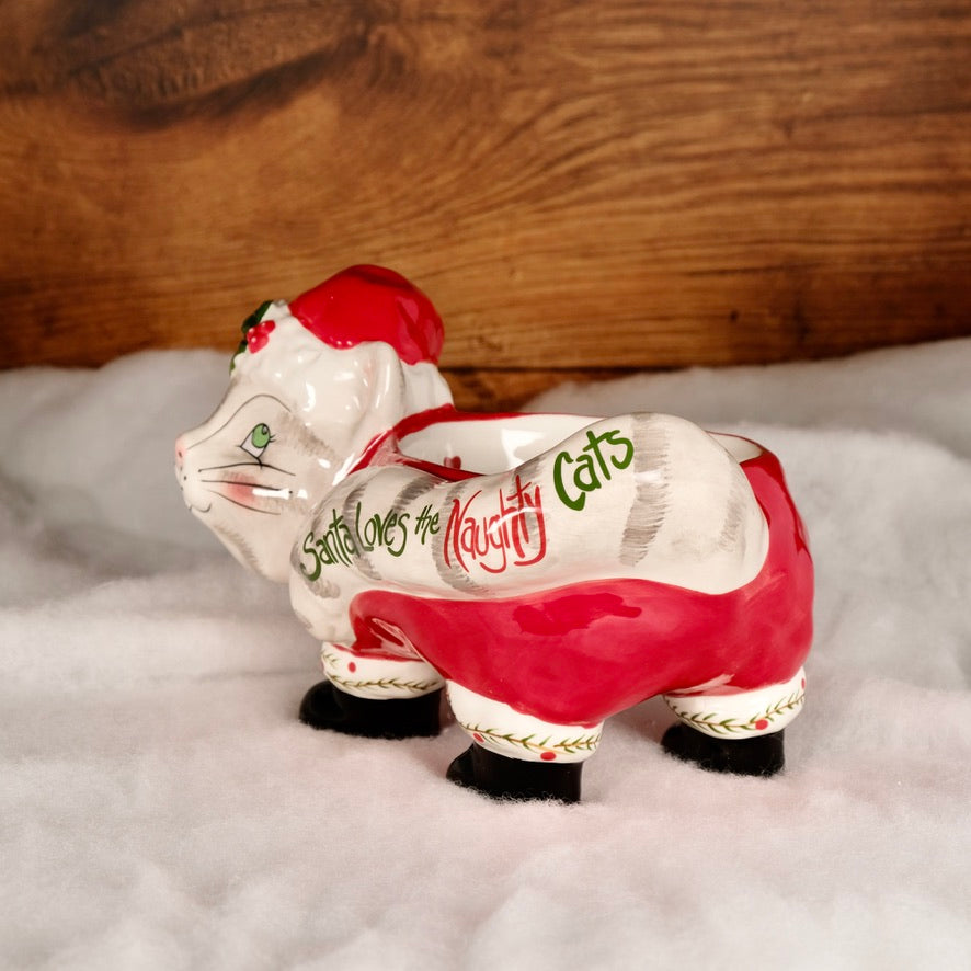 CHRISTMAS PEDESTAL CAT BOWL
