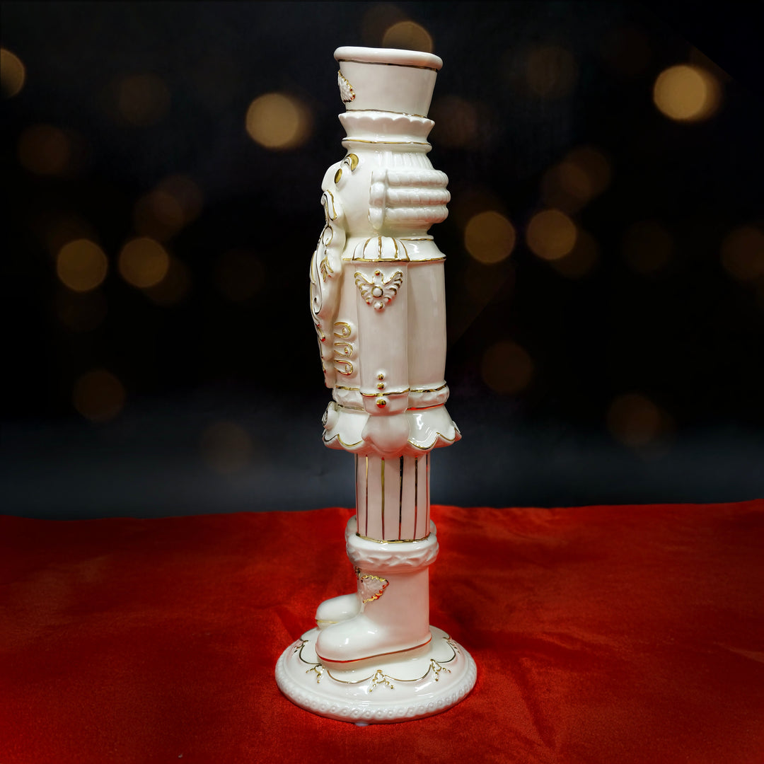 Trophy White Gold Nutcracker Figurine