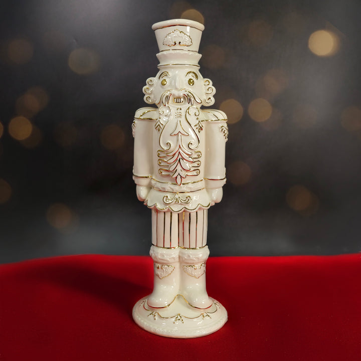 Trophy White Gold Nutcracker Figurine