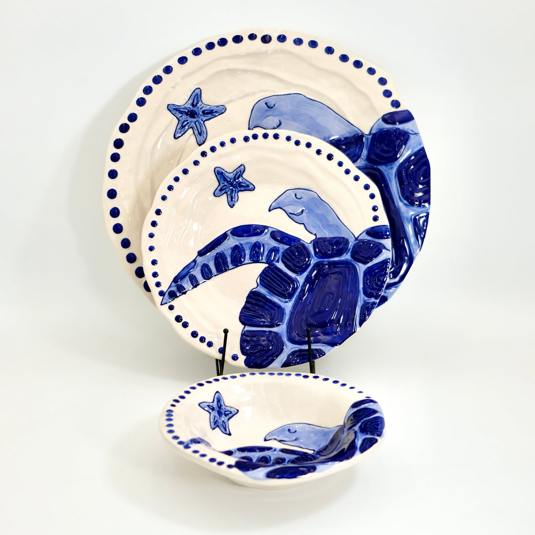 MAGIC SEA TURTLE SOUP BOWL - COBALT BLUE