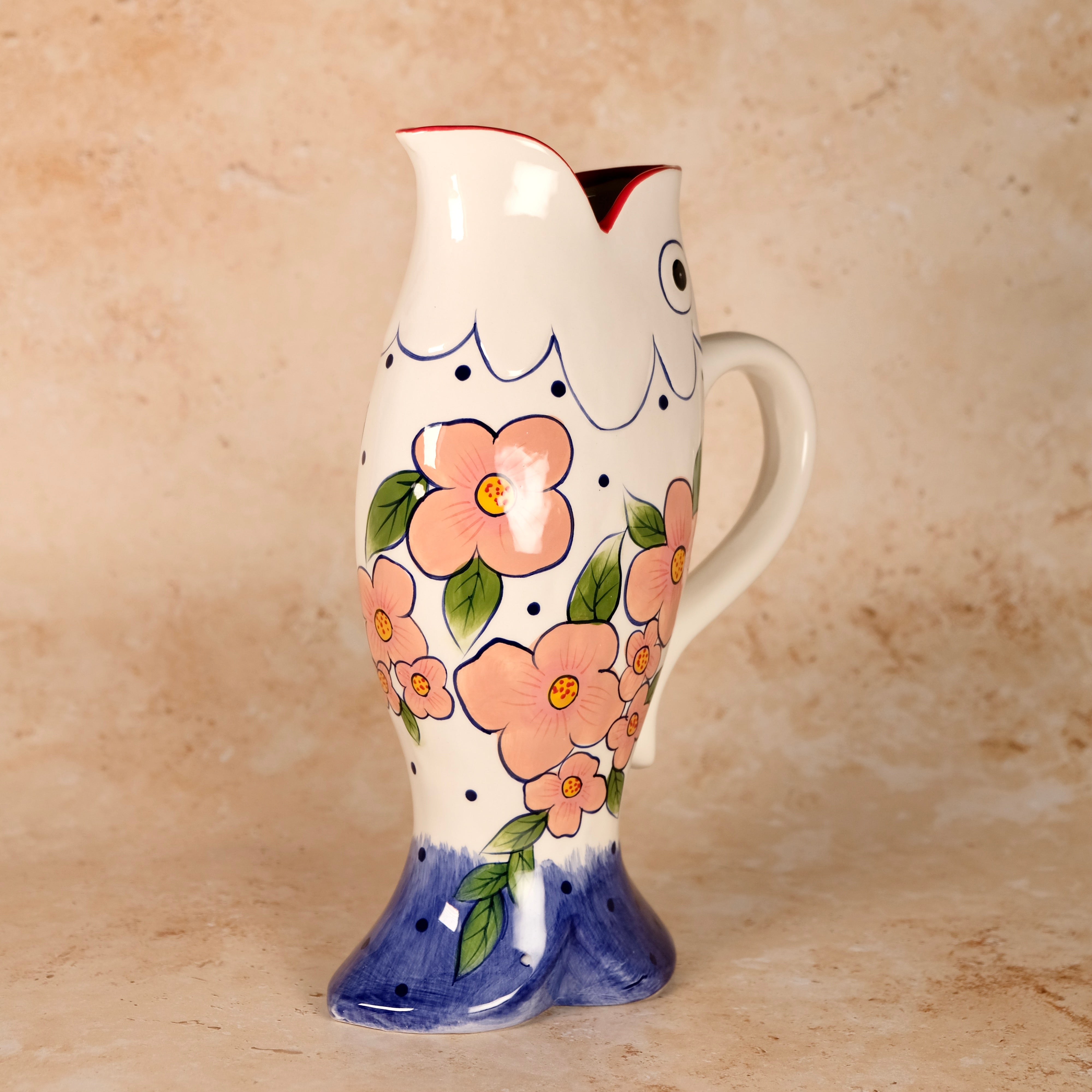 Blue Sky Clayworks Flower Fish Pitcher