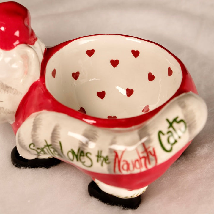 CHRISTMAS PEDESTAL CAT BOWL