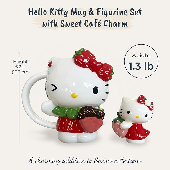 Hello Kitty with Strawberry Figural Mug and Gift Set