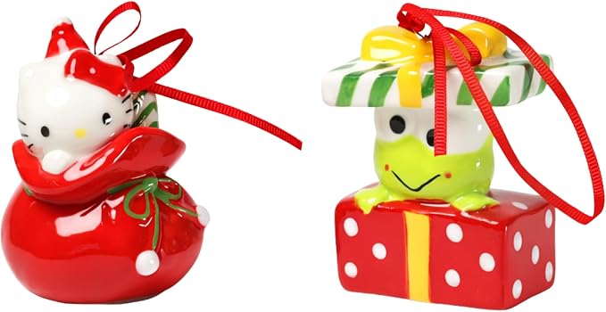 Hello Kitty and Keroppi Ornament Set