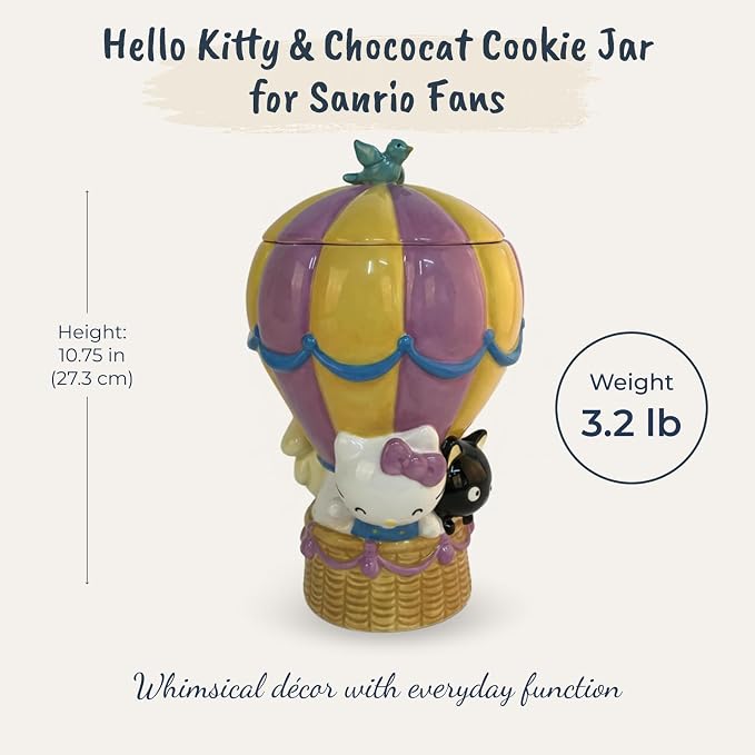 Hello Kitty and Chococat Hot Air Balloon Cookie Jar