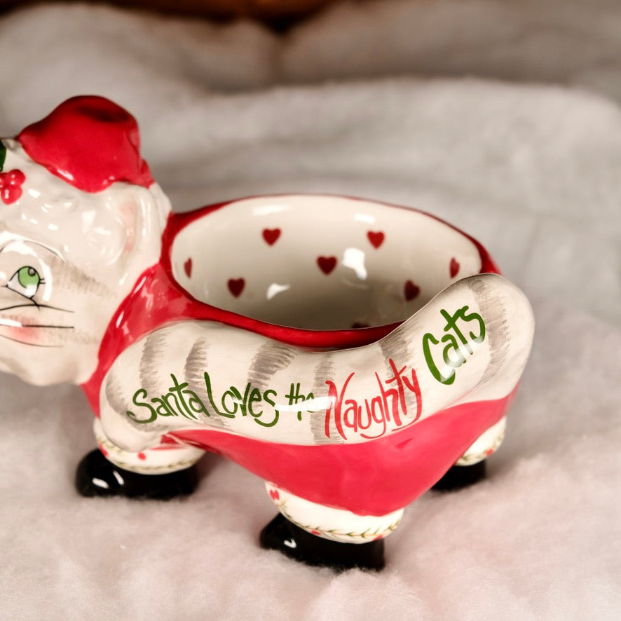 CHRISTMAS PEDESTAL CAT BOWL