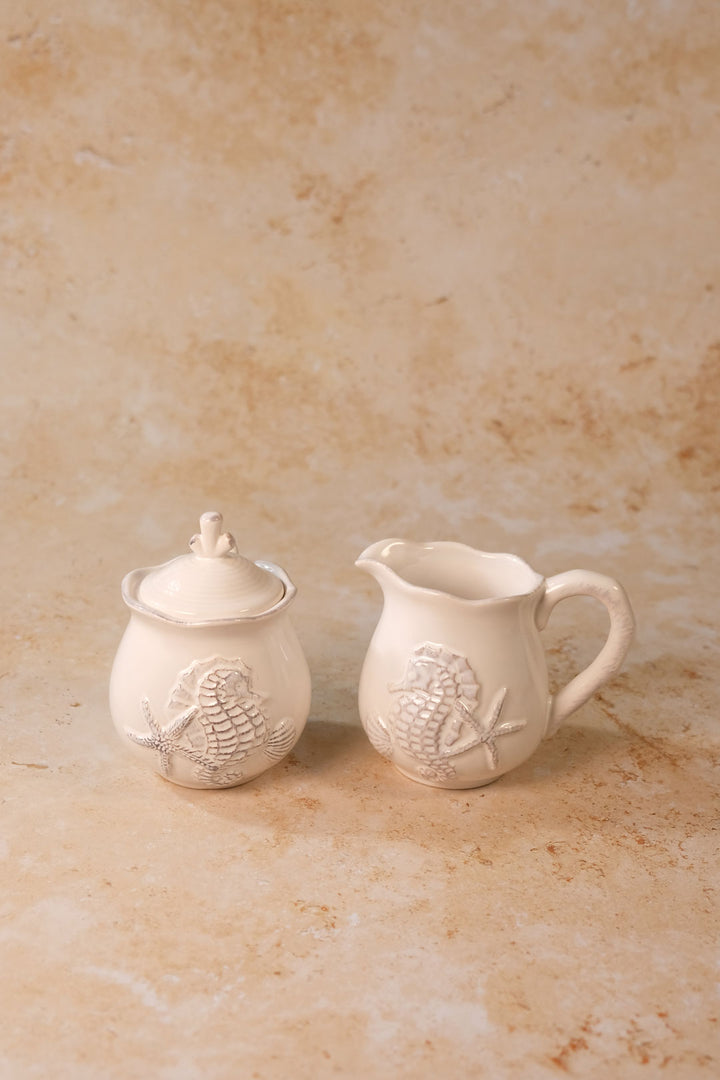 White Seahorse Sugar & Creamer Set
