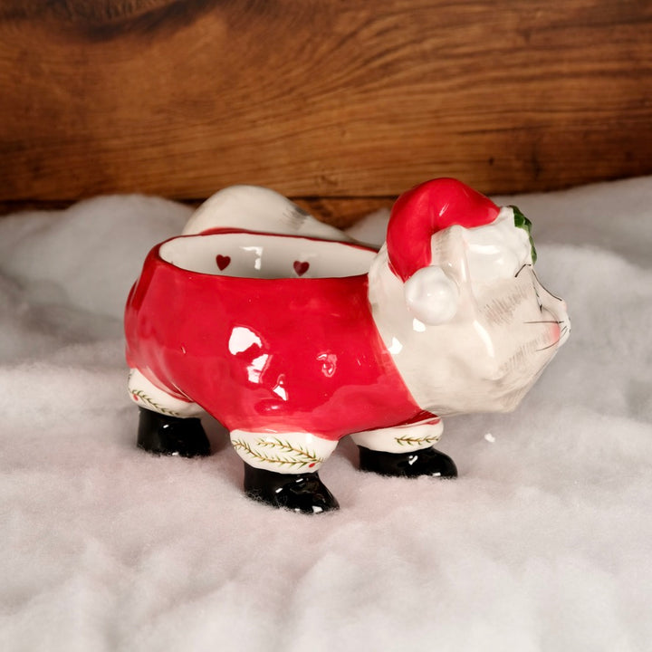 CHRISTMAS PEDESTAL CAT BOWL