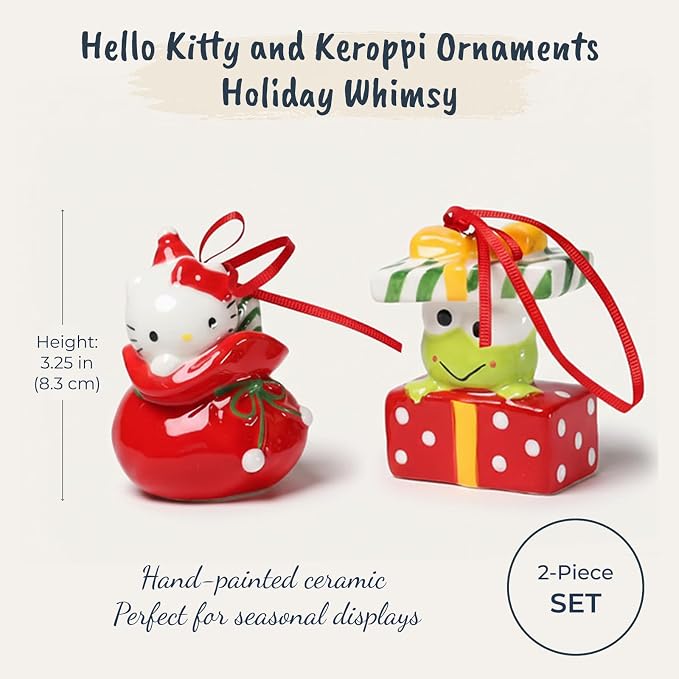 Hello Kitty and Keroppi Ornament Set