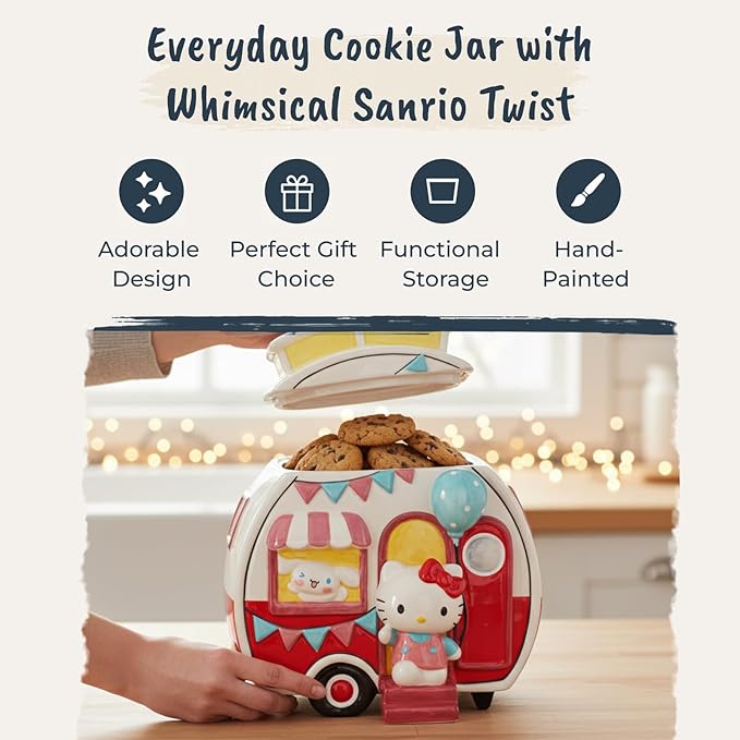 Hello Kitty and Cinnamoroll Camper Cookie Jar