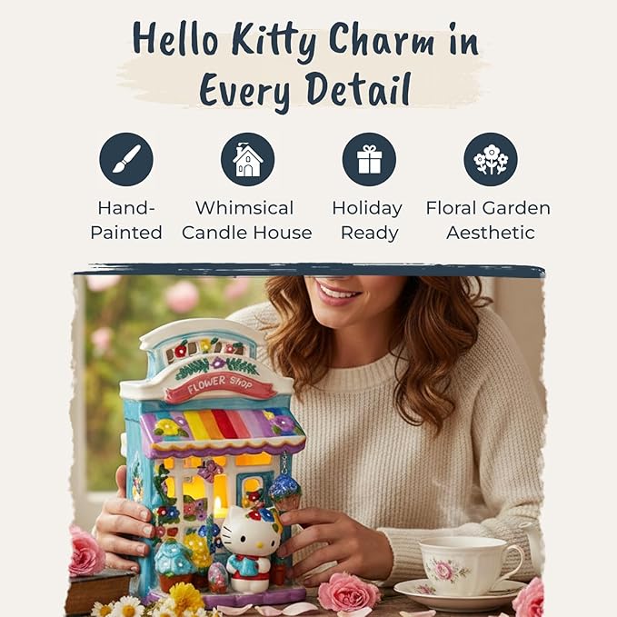 Clayworks Hello Kitty Floral Garden Shop Candle House