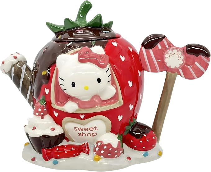 【1995年】HELLO KITTY★ミニチュア陶器 ティータイム６点 ★中古品 Hello Kitty Teapot | Sweet Strawberry Shop Collectible