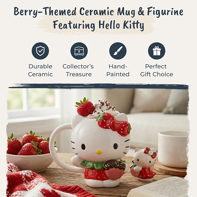Hello Kitty with Strawberry Figural Mug and Gift Set