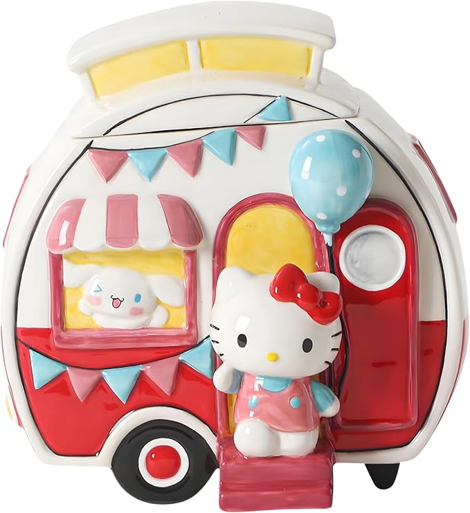 Hello Kitty and Cinnamoroll Camper Cookie Jar