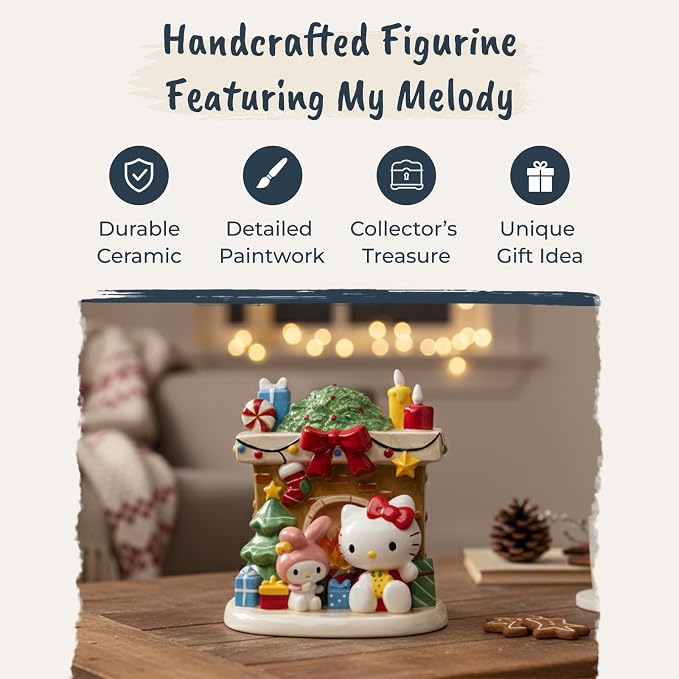 Hello Kitty and My Melody Holiday Fireplace Figurine