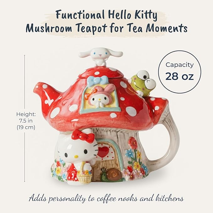 Hello Kitty and Friends Mushroom Teapot