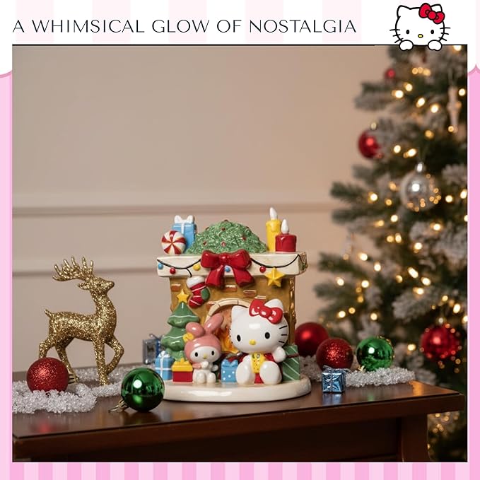 Hello Kitty and My Melody Holiday Fireplace Figurine