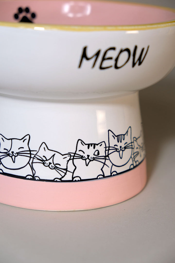Cozy Cat Pals 6" Pedestal Cat Bowl
