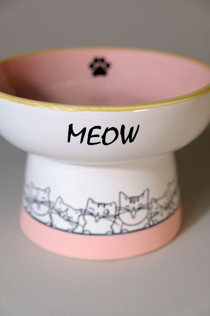 Cozy Cat Pals 6" Pedestal Cat Bowl