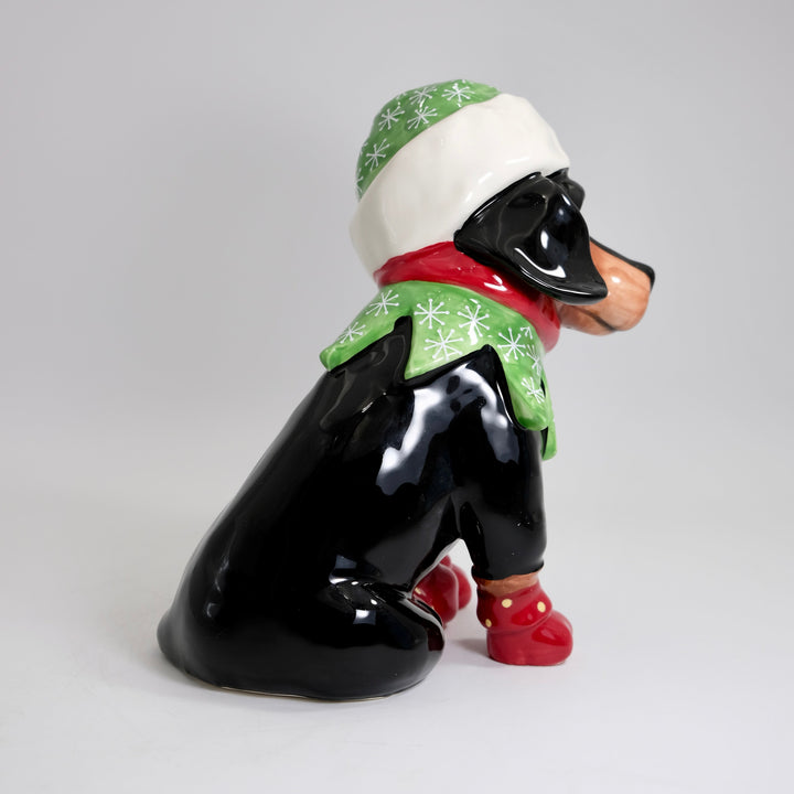 Dachshund in elf hat figurine