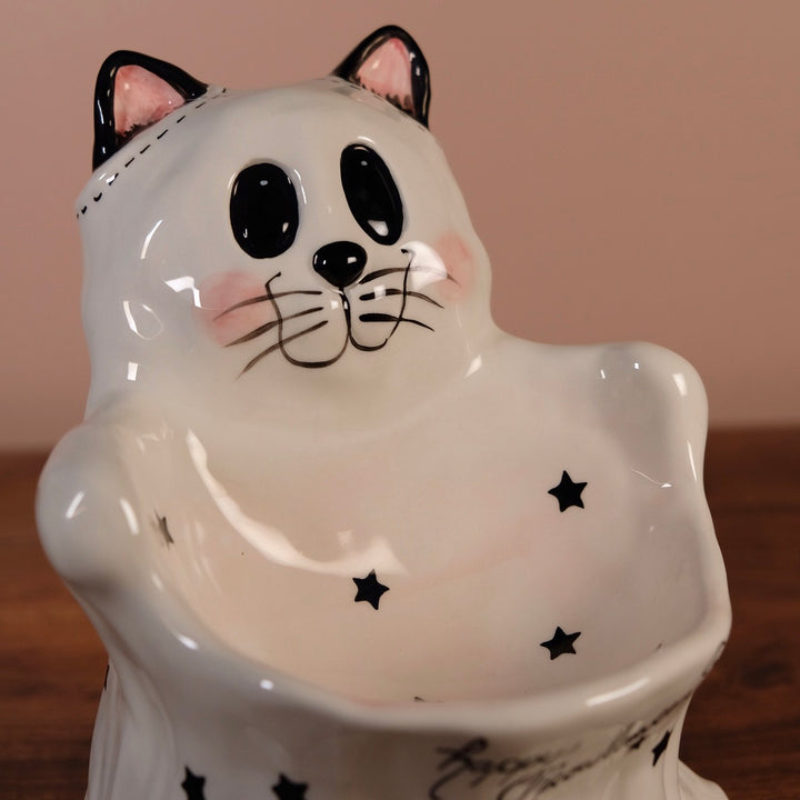 Cat Ghost Pedestal Bowl