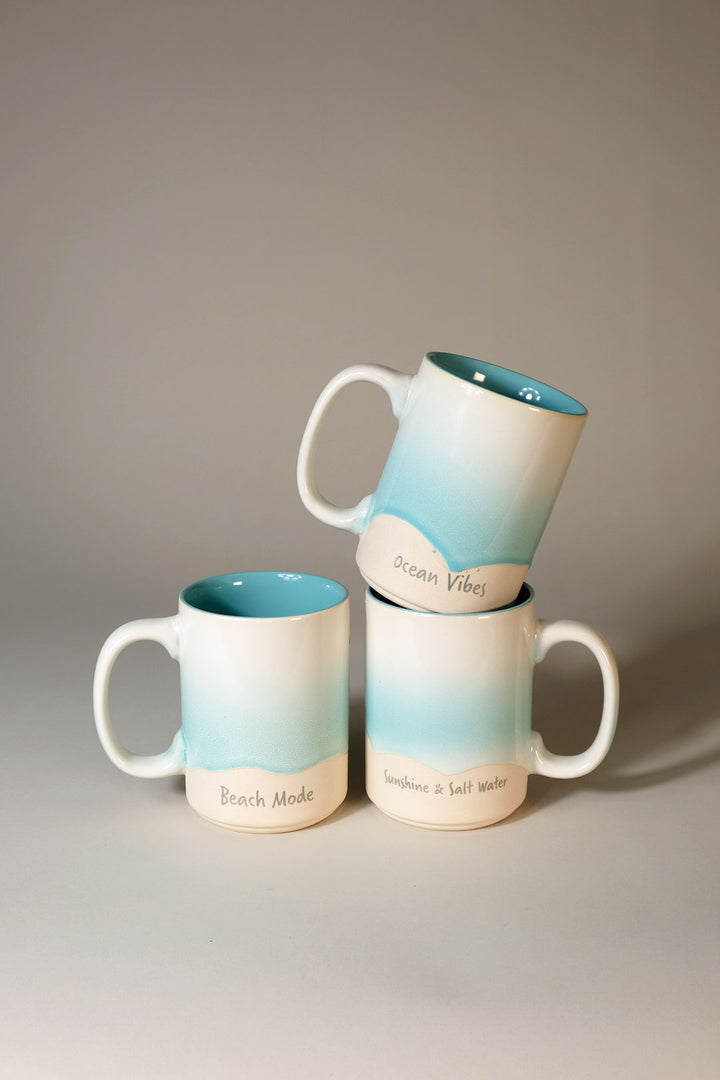 Spectrum Sea-foam Blue Coastal 17oz Mug Set of 3