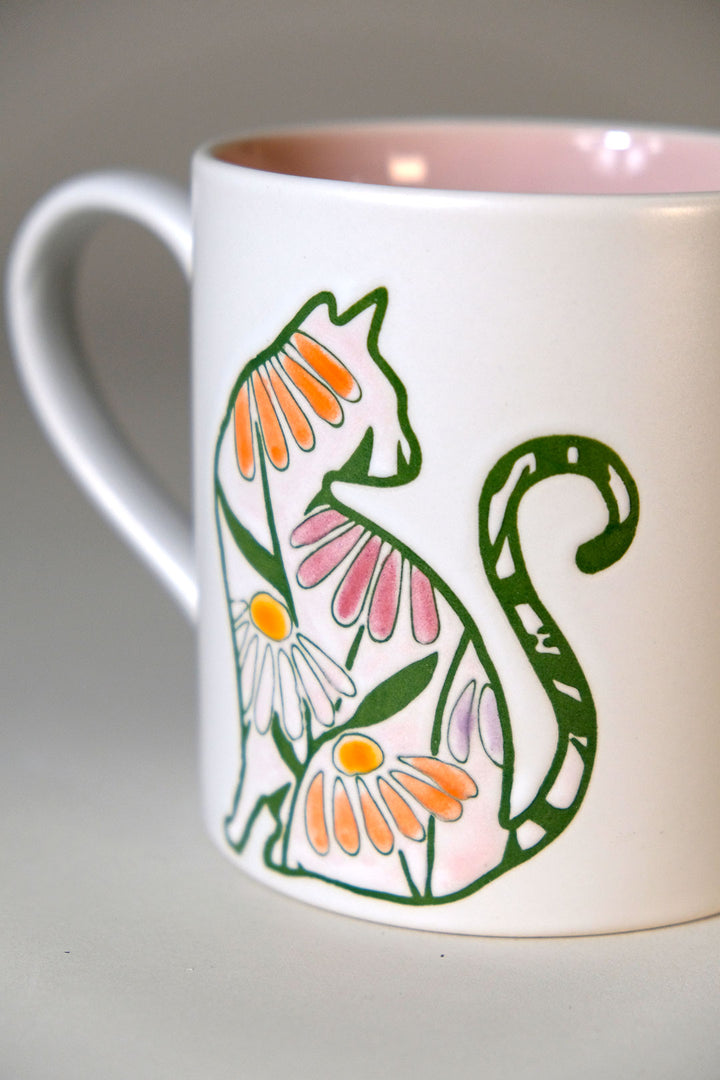 Cat Silhouette Flower 180z Mug