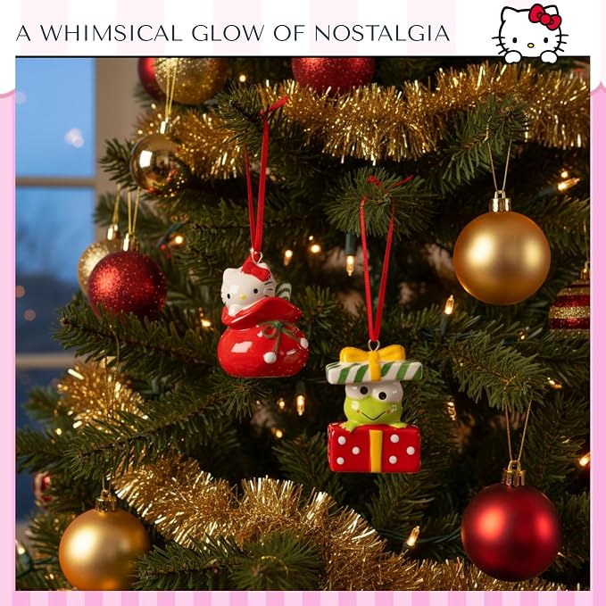 Hello Kitty and Keroppi Ornament Set