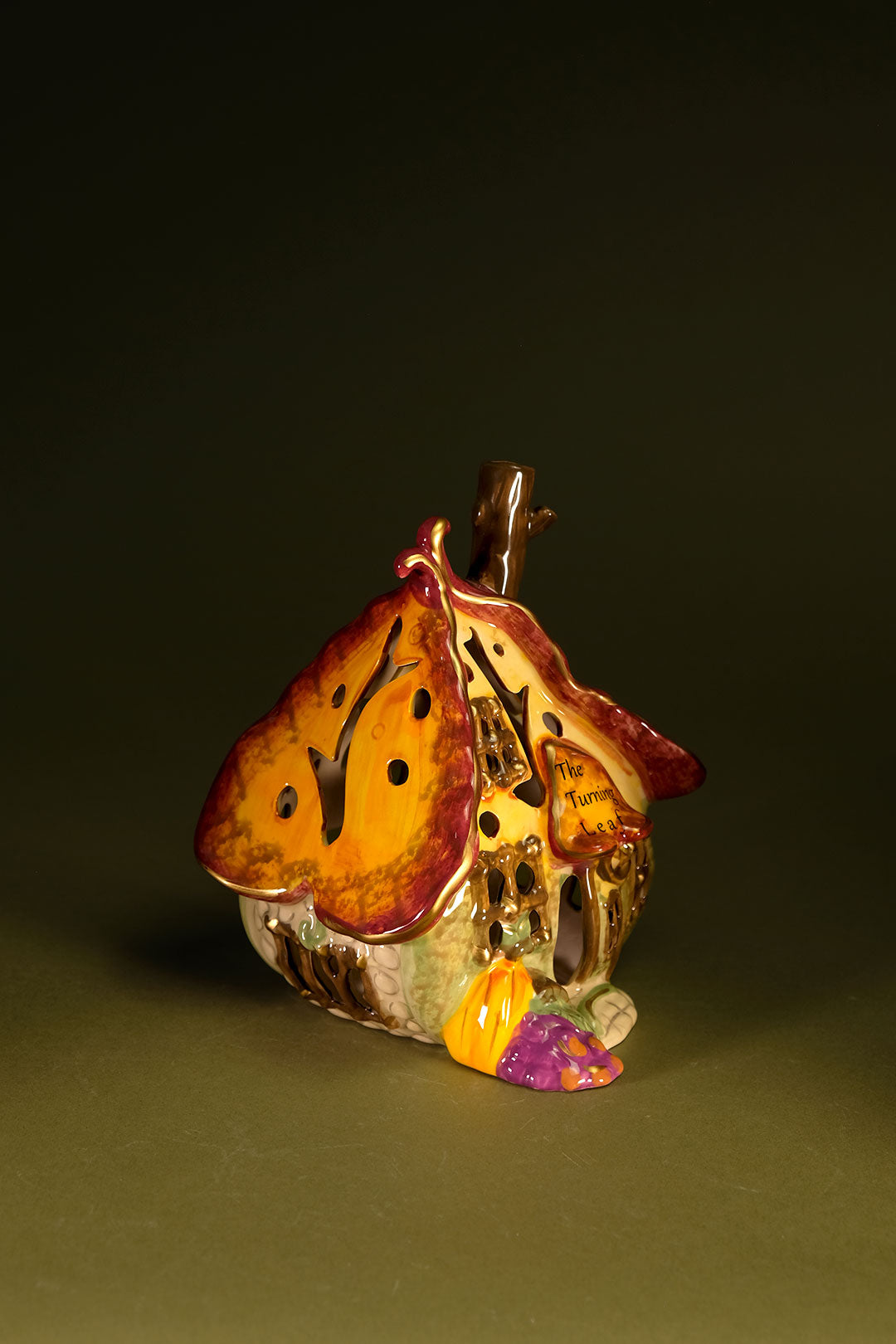 Clayworks Turning Leaf Thanksgiving Candle House