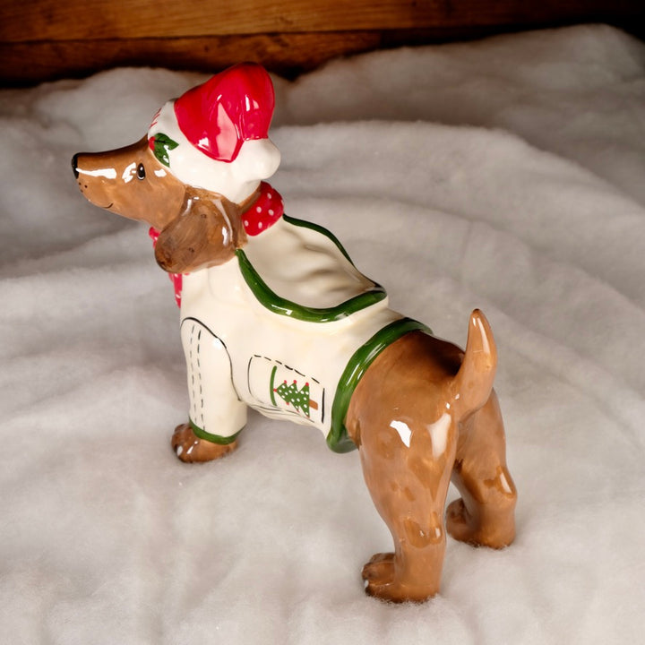 CHRISTMAS HOLIDAY DOG FIGURINE